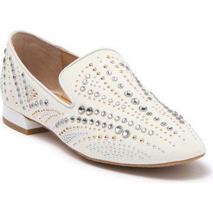 NEW Donald J. Pliner Women Tim Rhinestone Stud Texture Block Dress Casual Loafer